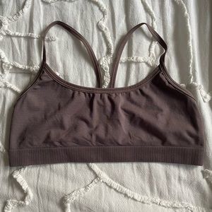 Aritzia TNA Seamless Back Bay Bra Top in Stone Taupe